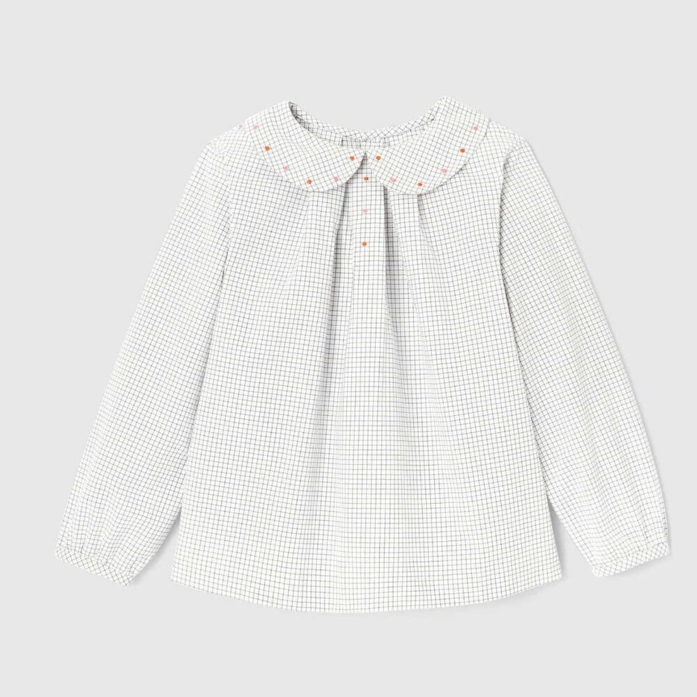 Jacadi Girl checkered blouse Size 6 NWT